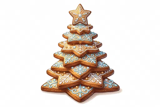 Tiered Gingerbread Cookie Christmas Tree Clipart