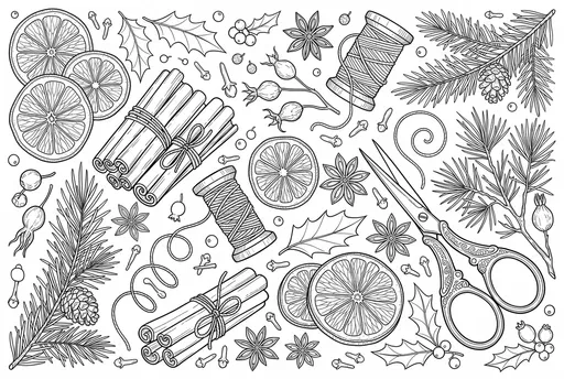 Christmas Craft Supplies Coloring Page