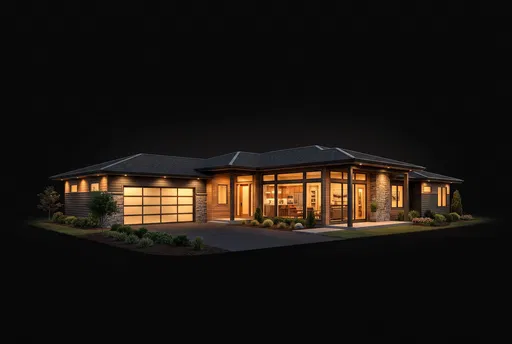 Modern Ranch House Architectural Render