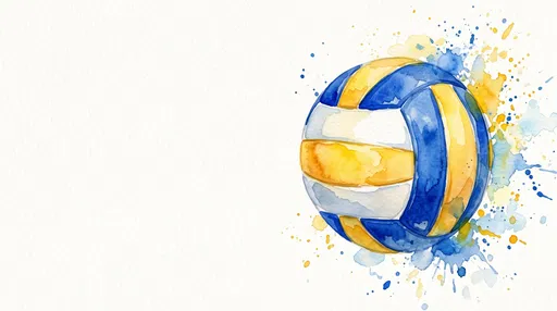 Watercolor Volleyball Illustration with Copy Space
