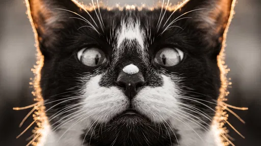 Cross-Eyed Tuxedo Cat With Foam on Nose
