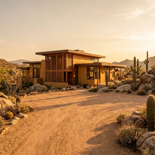 Contemporary Desert Home at Golden Hour