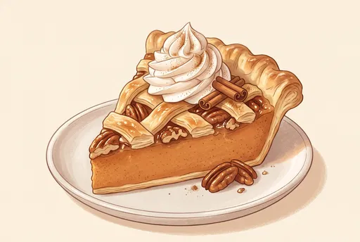 Pumpkin Pecan Pie Slice Illustration