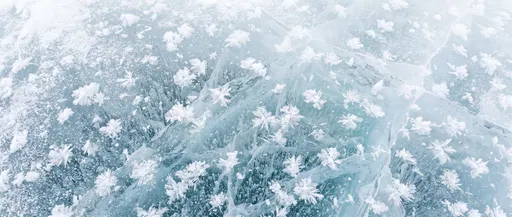 Glacial Ice Surface with Hoarfrost Crystals
