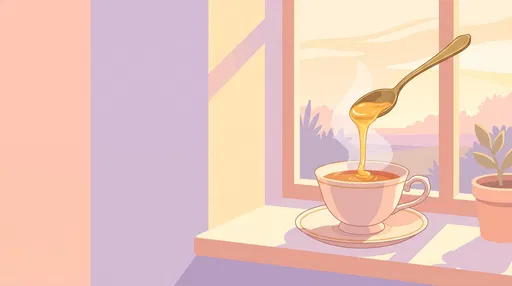 Honey Drizzling Into Teacup On Windowsill