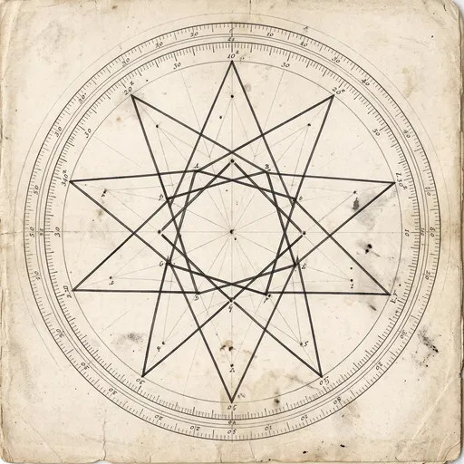 Vintage Esoteric Geometric Star Diagram
