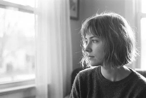 Monochrome Portrait of Woman by Window