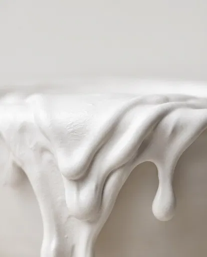Macro White Cream Cascading Drips