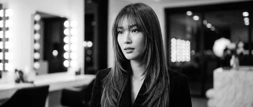 Monochrome Portrait of Woman in Salon