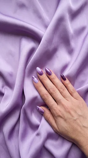 Manicured Hand With Purple Nail Art