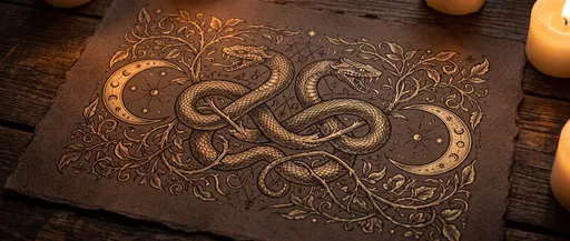 Esoteric Double-Headed Serpent Engraving by Candlelight