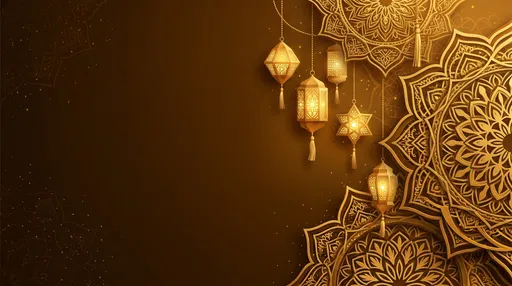 Golden Mandala and Lanterns Festive Background