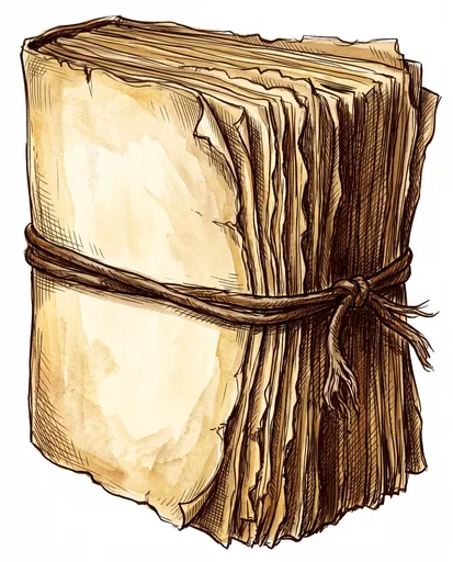 Bound Antique Parchment Stack Illustration