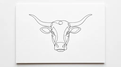 Minimalist Continuous Line Cow Head Drawing