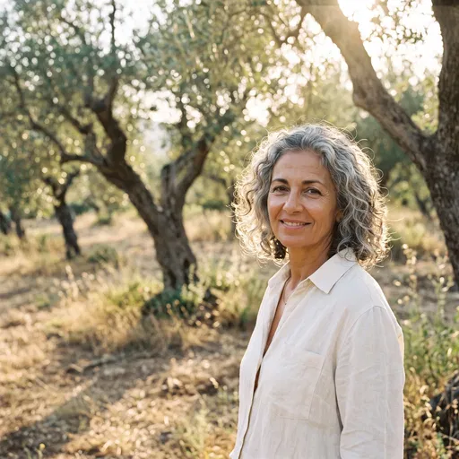 Mature Woman Smiling in Olive Grove