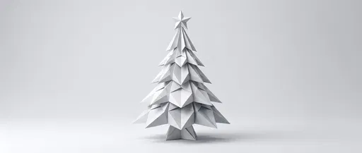 White Origami Christmas Tree Wide Banner