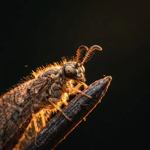 Macro Antlion Insect With Golden Rim Light