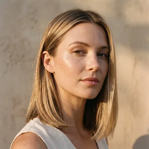 Woman With Blonde Lob In Sunlight