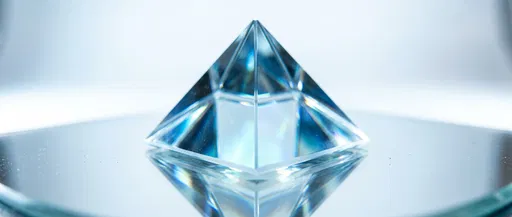 Clear Glass Pyramid Prism on Mirror