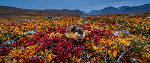 Norwegian Lemming in Autumn Tundra