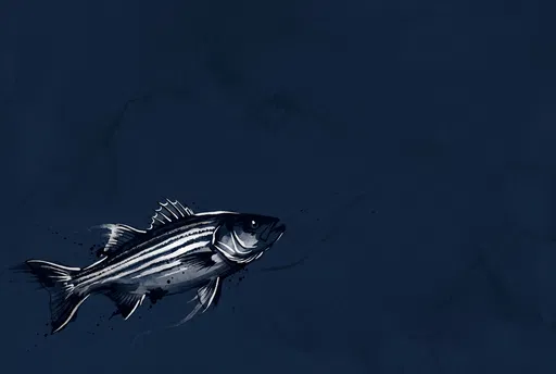 Minimalist Striped Bass Ink Illustration