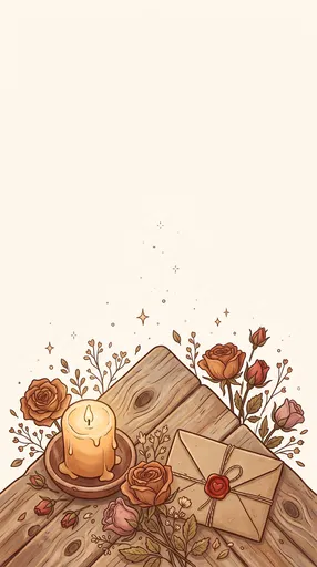 Rustic Love Letter and Candle Illustration