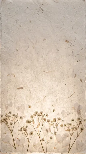 Pressed Flowers and Hearts on Handmade Paper