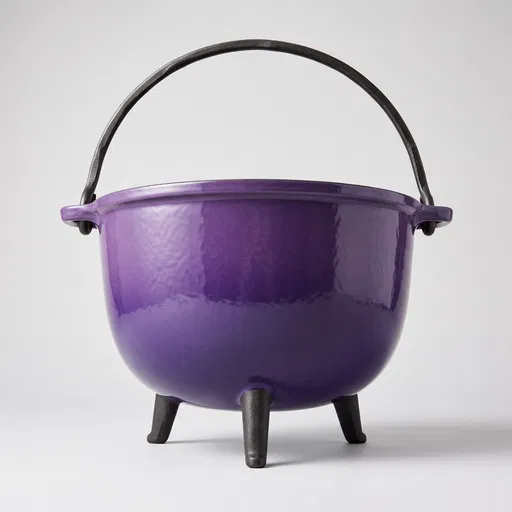 Purple Enameled Cast Iron Cauldron