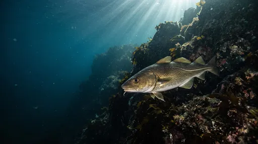 Atlantic Cod Swimming Near Rocky Reef