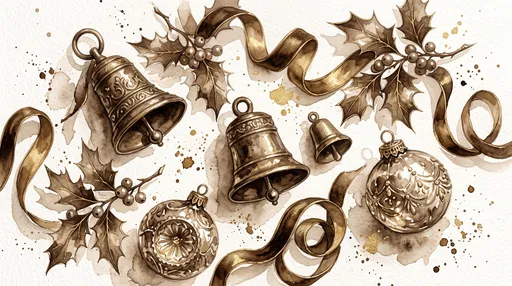 Sepia and Gold Watercolor Christmas Keepsakes