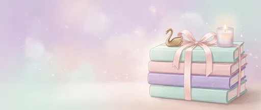 Pastel Stack of Books with Candle