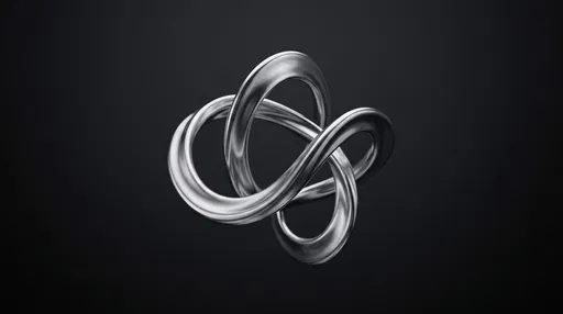 Abstract Chrome Knot on Dark Background