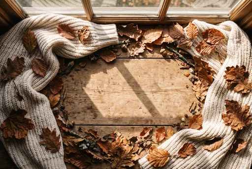 Cozy Autumn Window Sill Flatlay Frame