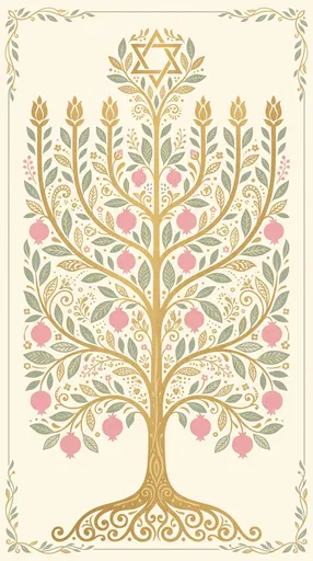 Stylized Menorah Tree of Life Illustration