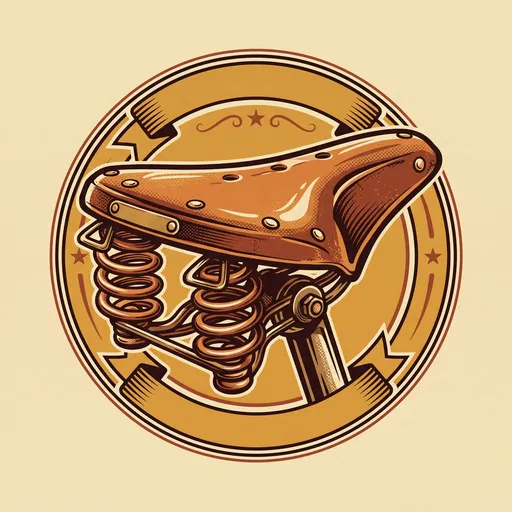 Vintage Leather Bicycle Saddle Emblem Illustration