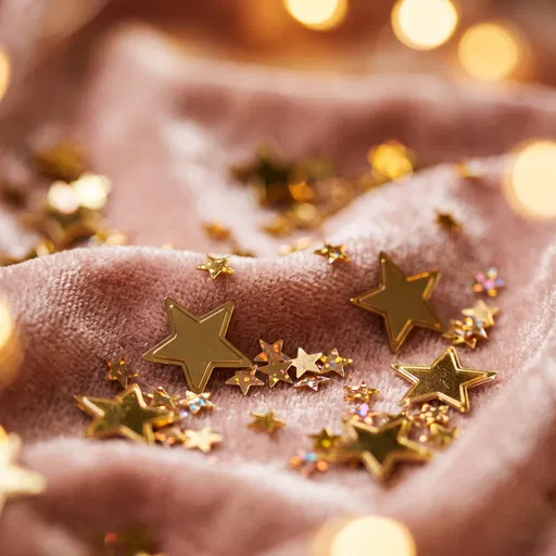 Gold Star Confetti on Blush Velvet