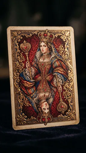 Ornate Baroque Queen of Hearts Playing Card