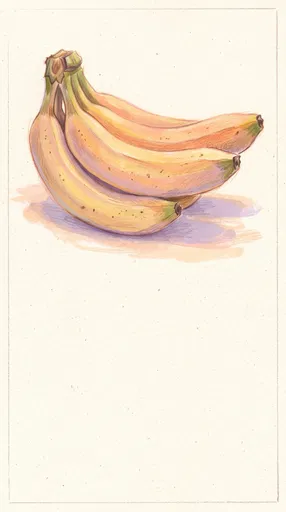 Pastel Colored Pencil Banana Bunch Illustration