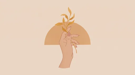 Minimalist Hand Holding Golden Botanical Stem