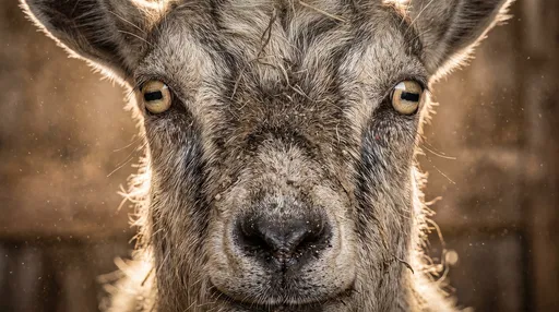 Close-Up Portrait of Intense Goat Face