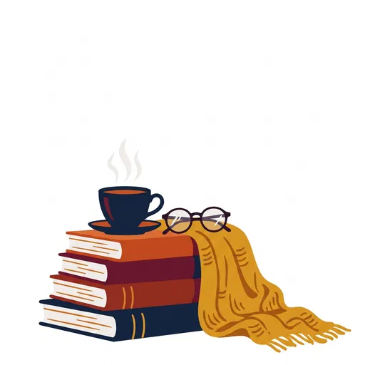Cozy Books Teacup and Blanket Clipart