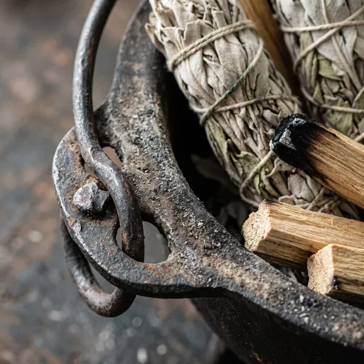 Cast Iron Cauldron With Sage and Palo Santo