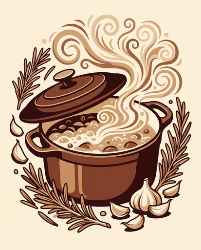 Bubbling Dutch Oven Pot Vector Clipart