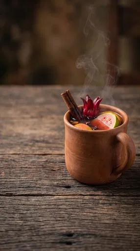 Steaming Spiced Fruit Punch in Terracotta Mug