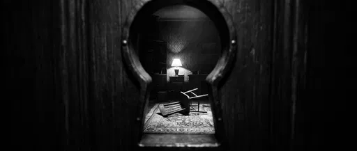 Monochrome Room Through Keyhole