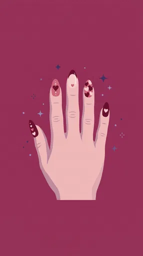 Valentine Heart Nail Art Vector Illustration