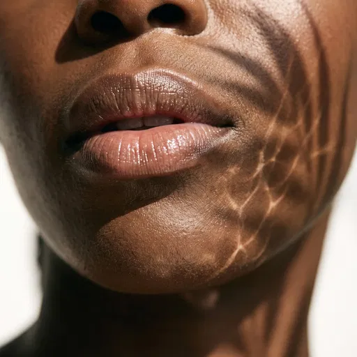 Macro Close-Up of Glossy Lips and Skin