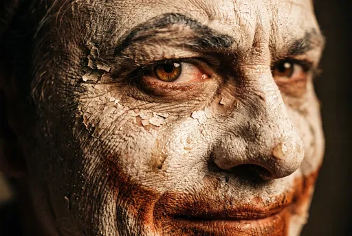 Macro Close-Up of Scary Clown Face