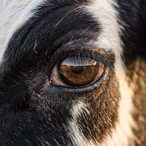 Macro Close-Up of Holstein Cow Eye