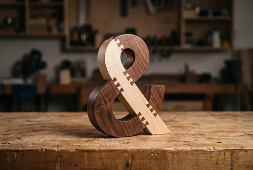 Handcrafted Walnut and Maple Wood Ampersand